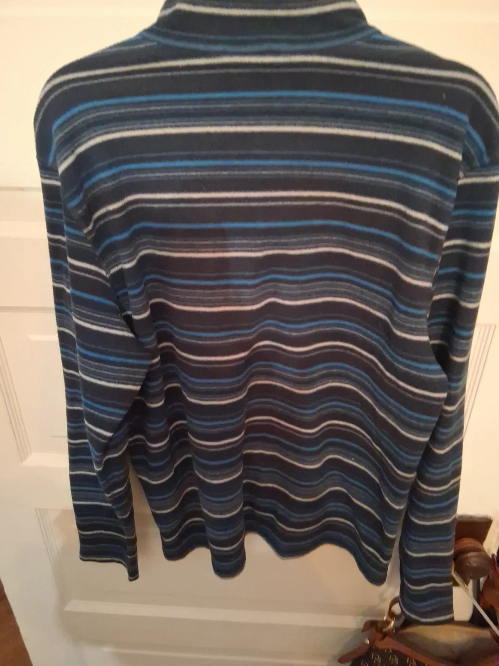 The North Face Navy, Blue & Light Gray Striped Quarter-Zip Pullover